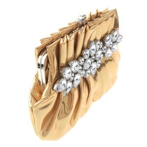 Elegant Gold Clutch with Crystal Embellishments